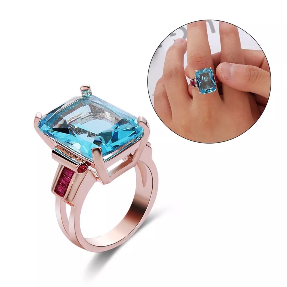 ⭐️Rose gold Topaz and ruby ring - Picture 3 of 5